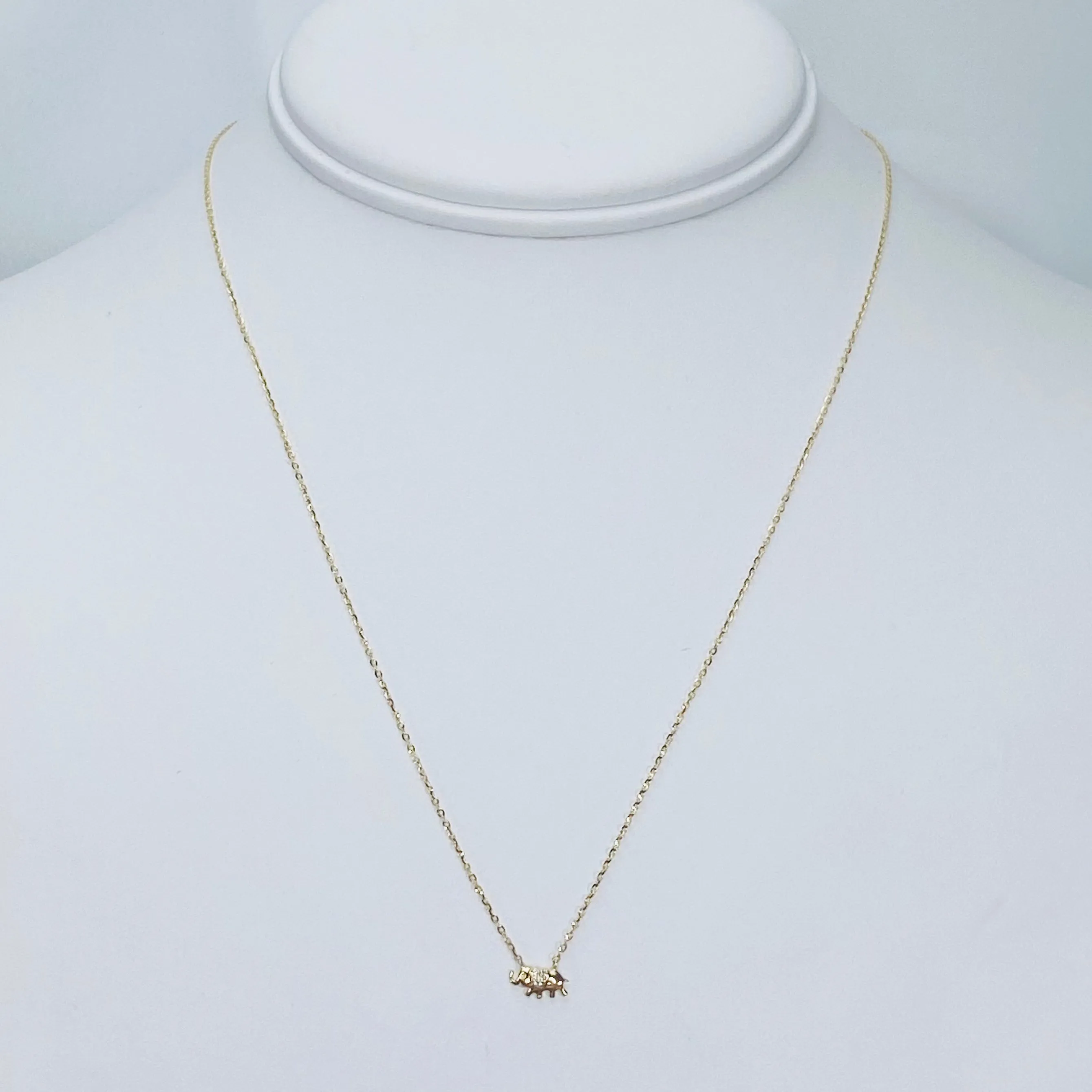 RESERVED: Dainty diamond Elephant necklace in yellow gold