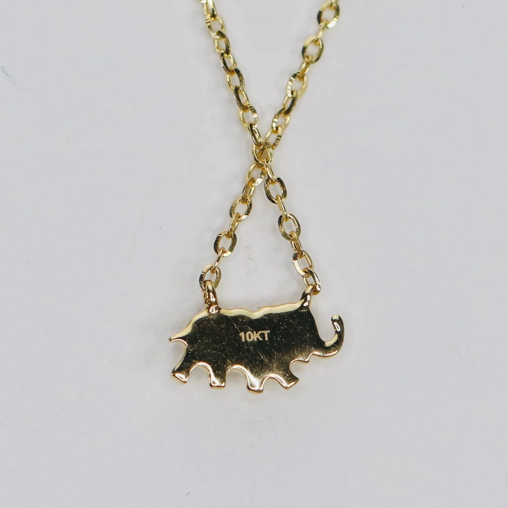 RESERVED: Dainty diamond Elephant necklace in yellow gold