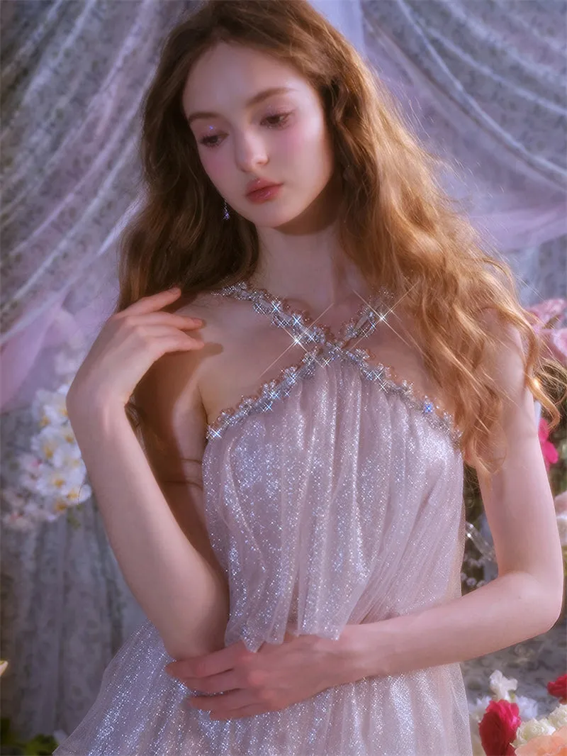 Romantic Moonlit Glow, Tiered Glitter Dress