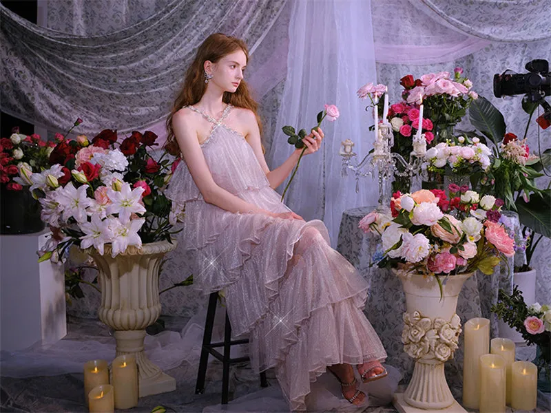 Romantic Moonlit Glow, Tiered Glitter Dress