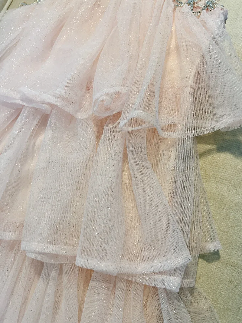 Romantic Moonlit Glow, Tiered Glitter Dress