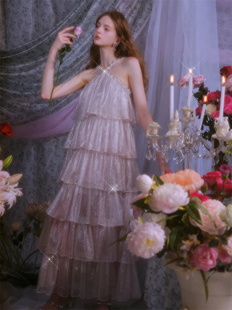 Romantic Moonlit Glow, Tiered Glitter Dress