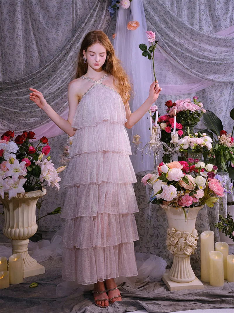 Romantic Moonlit Glow, Tiered Glitter Dress