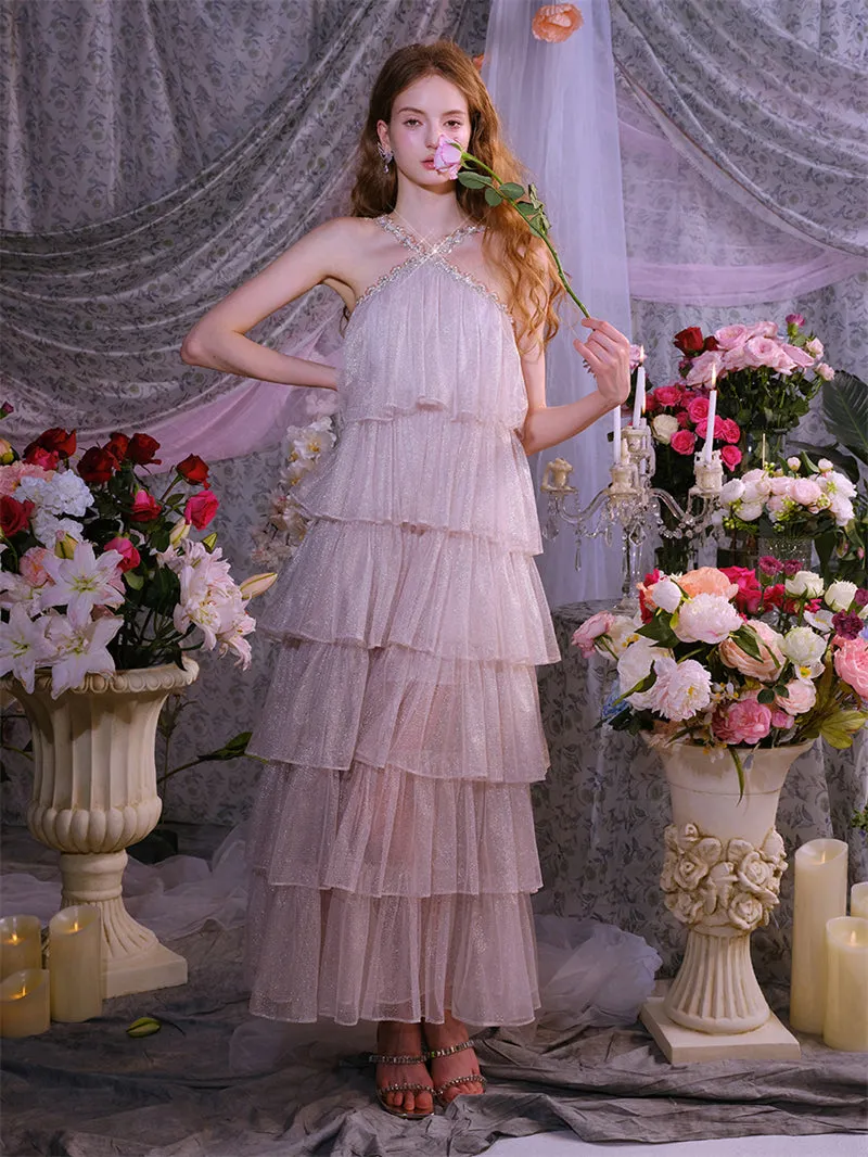 Romantic Moonlit Glow, Tiered Glitter Dress