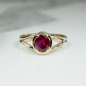 Rose Red Ruby in Handmade Gold Solitaire Ring by 720