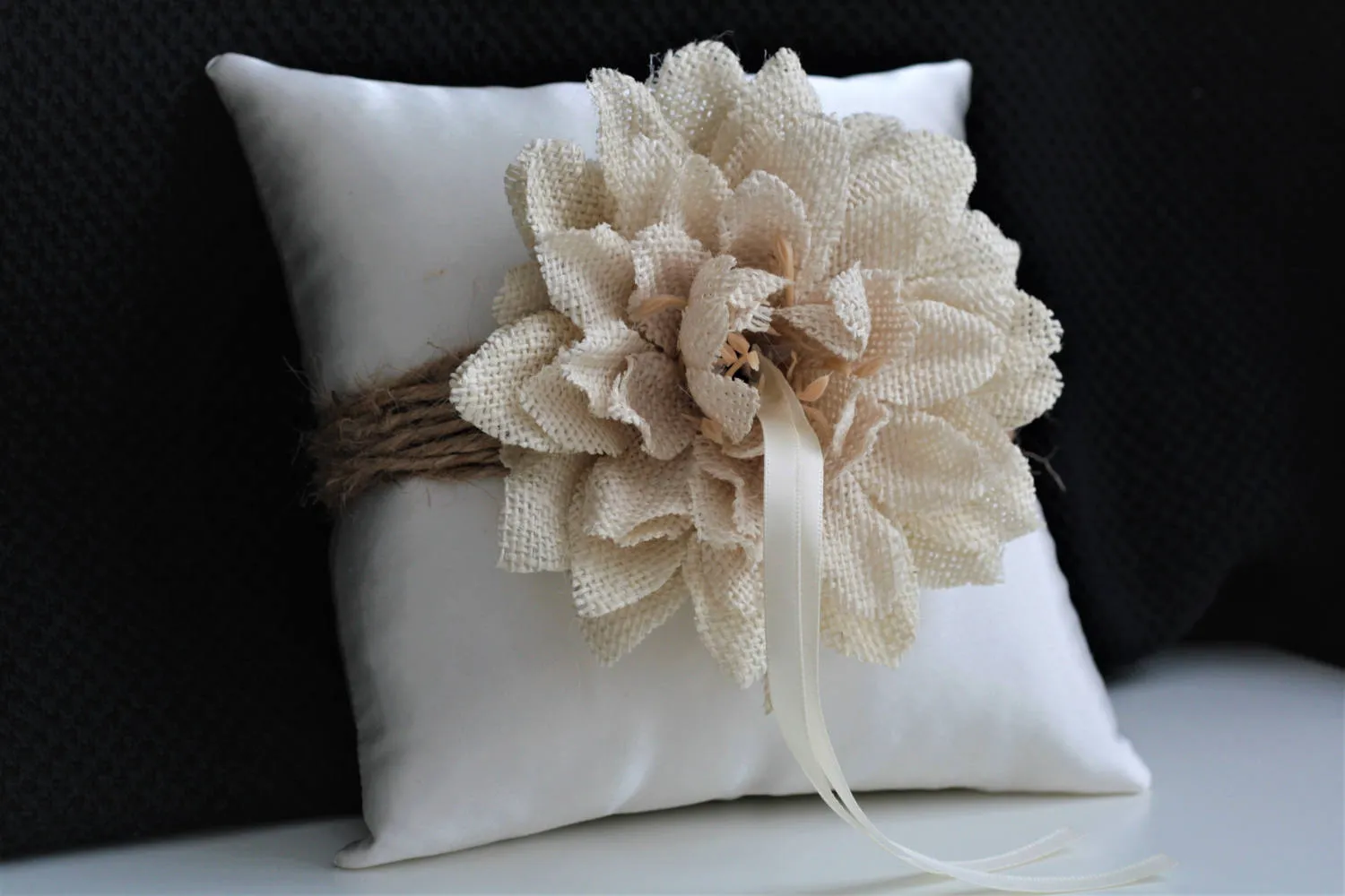 Rustic Flower Girl Basket and Ring Bearer Pillow Wedding Set