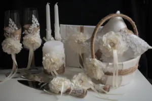 Rustic Flower Girl Basket and Rustic Ring Bearer Pillow