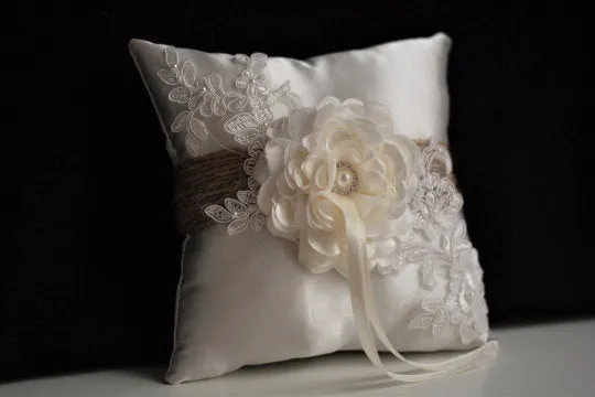 Rustic Flower Girl Basket and Rustic Ring Bearer Pillow