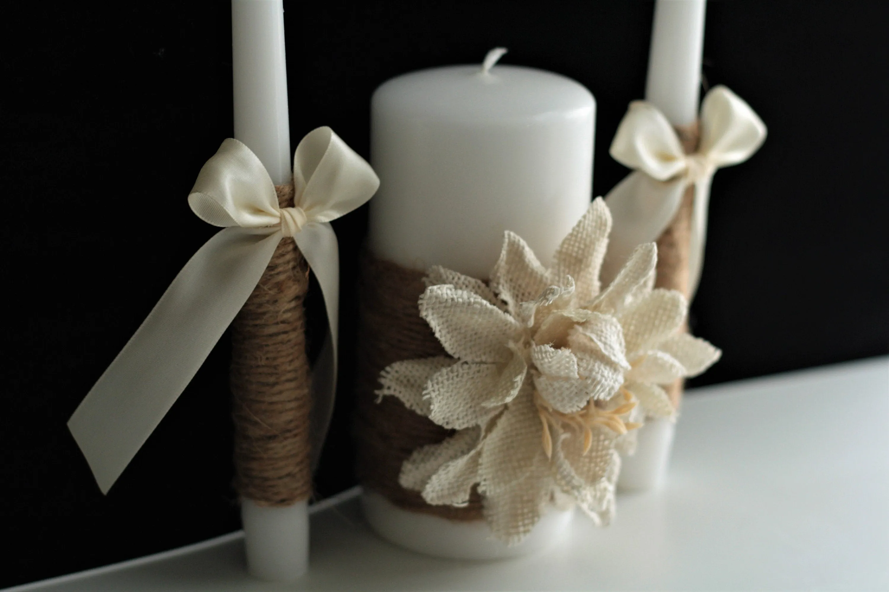 Rustic Wedding Decor, Flower Girl Basket and Ring Bearer Pillow Set, Wedding Accessories, Rustic Unity Candles, Wedding Decoration