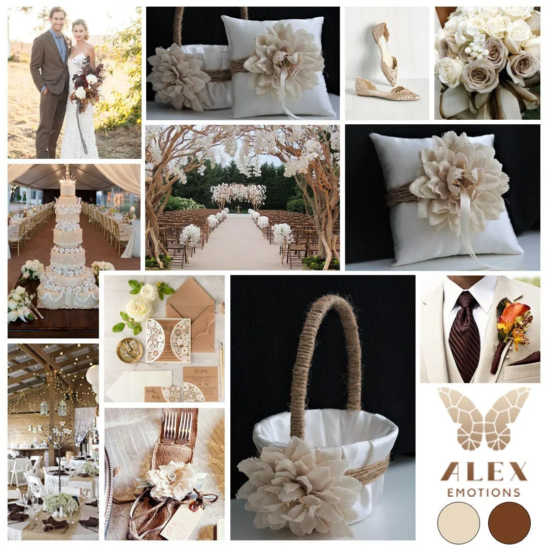 Rustic Wedding Decor, Flower Girl Basket and Ring Bearer Pillow Set, Wedding Accessories, Rustic Unity Candles, Wedding Decoration