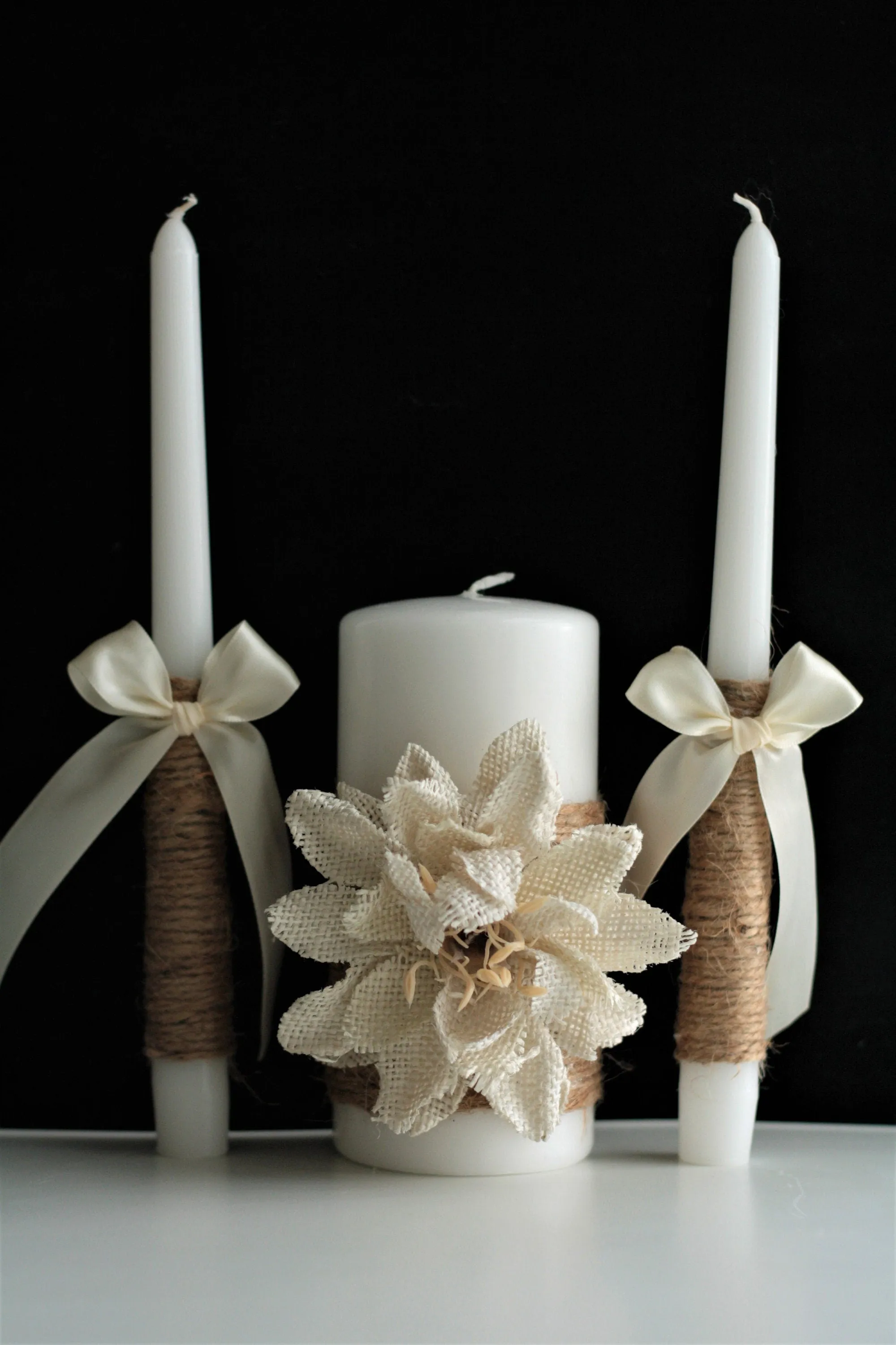 Rustic Wedding Decor, Flower Girl Basket and Ring Bearer Pillow Set, Wedding Accessories, Rustic Unity Candles, Wedding Decoration