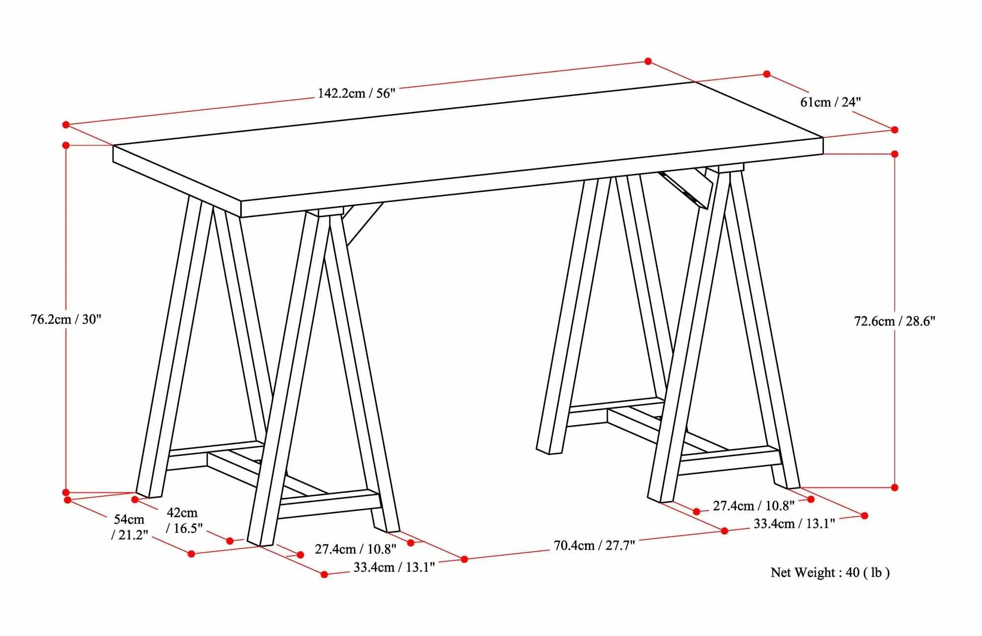 Sawhorse Writing Desk