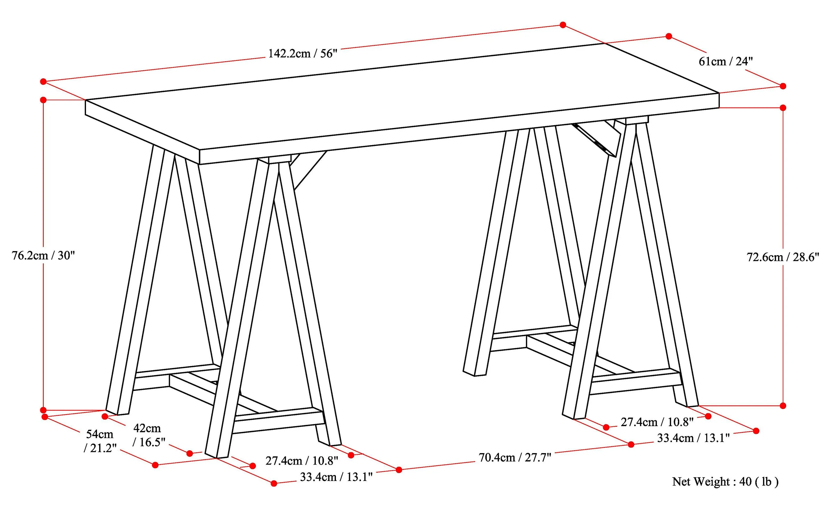 Sawhorse Writing Desk