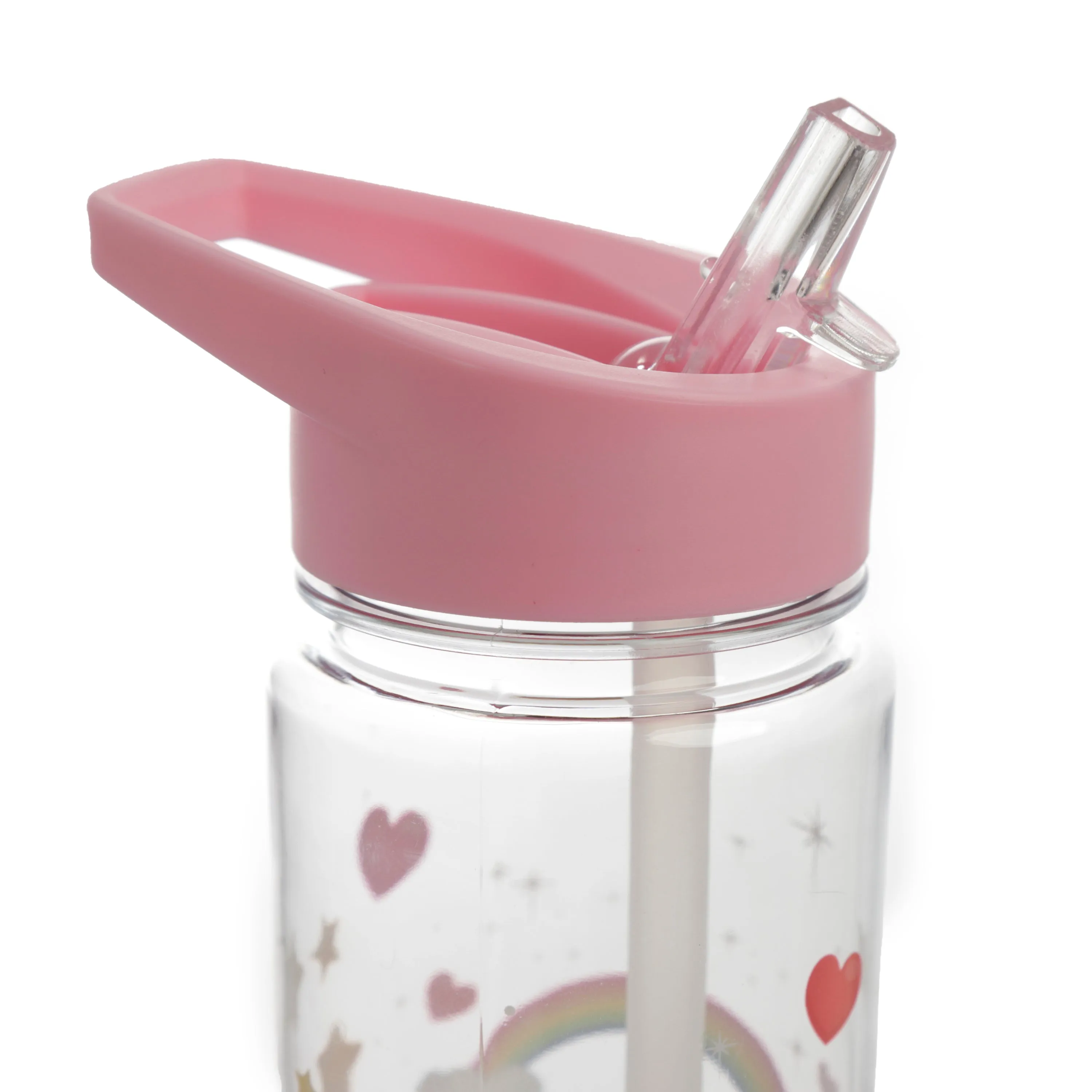 Shatterproof Tritan Reusable 550ml PVC Water Bottle with Flip Straw - Enchanted Rainbows Unicorn
