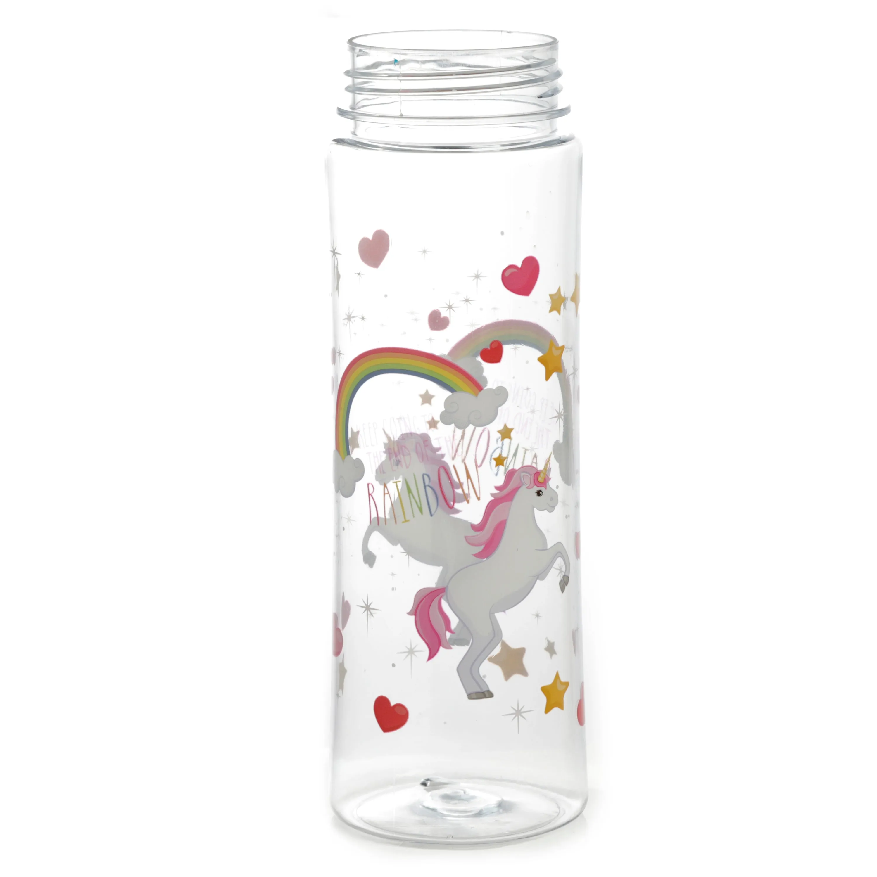 Shatterproof Tritan Reusable 550ml PVC Water Bottle with Flip Straw - Enchanted Rainbows Unicorn