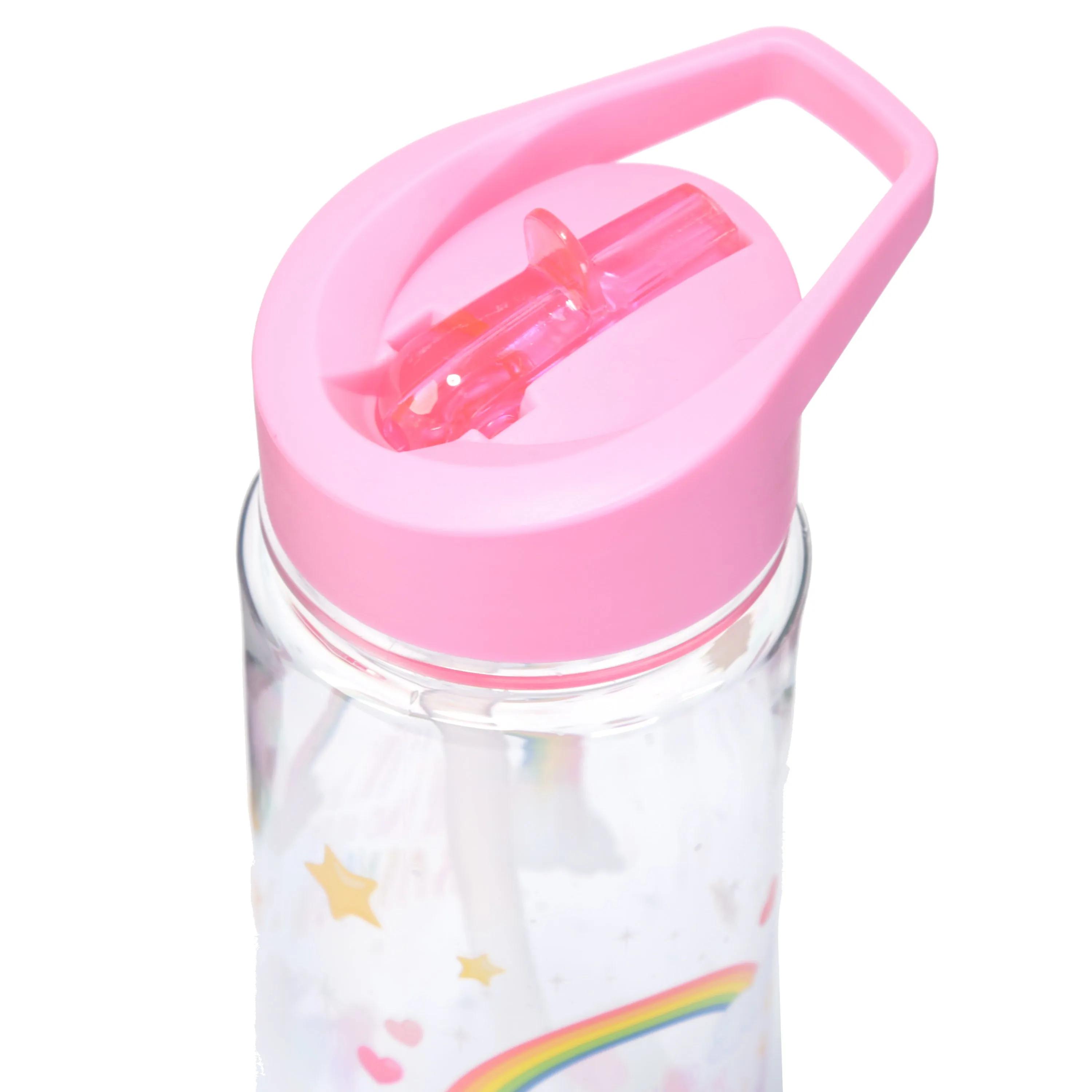 Shatterproof Tritan Reusable 550ml PVC Water Bottle with Flip Straw - Enchanted Rainbows Unicorn