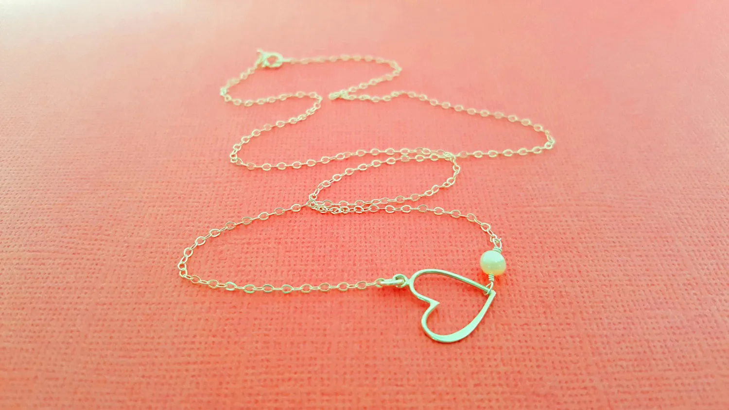 Sideways Heart Necklace - Freshwater Pearl Sterling Silver Necklace - Dainty Necklace - Valentines Necklace - Heart Jewelry - Gift for Her