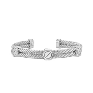 Silver Men's Cable Hardware Cuff
