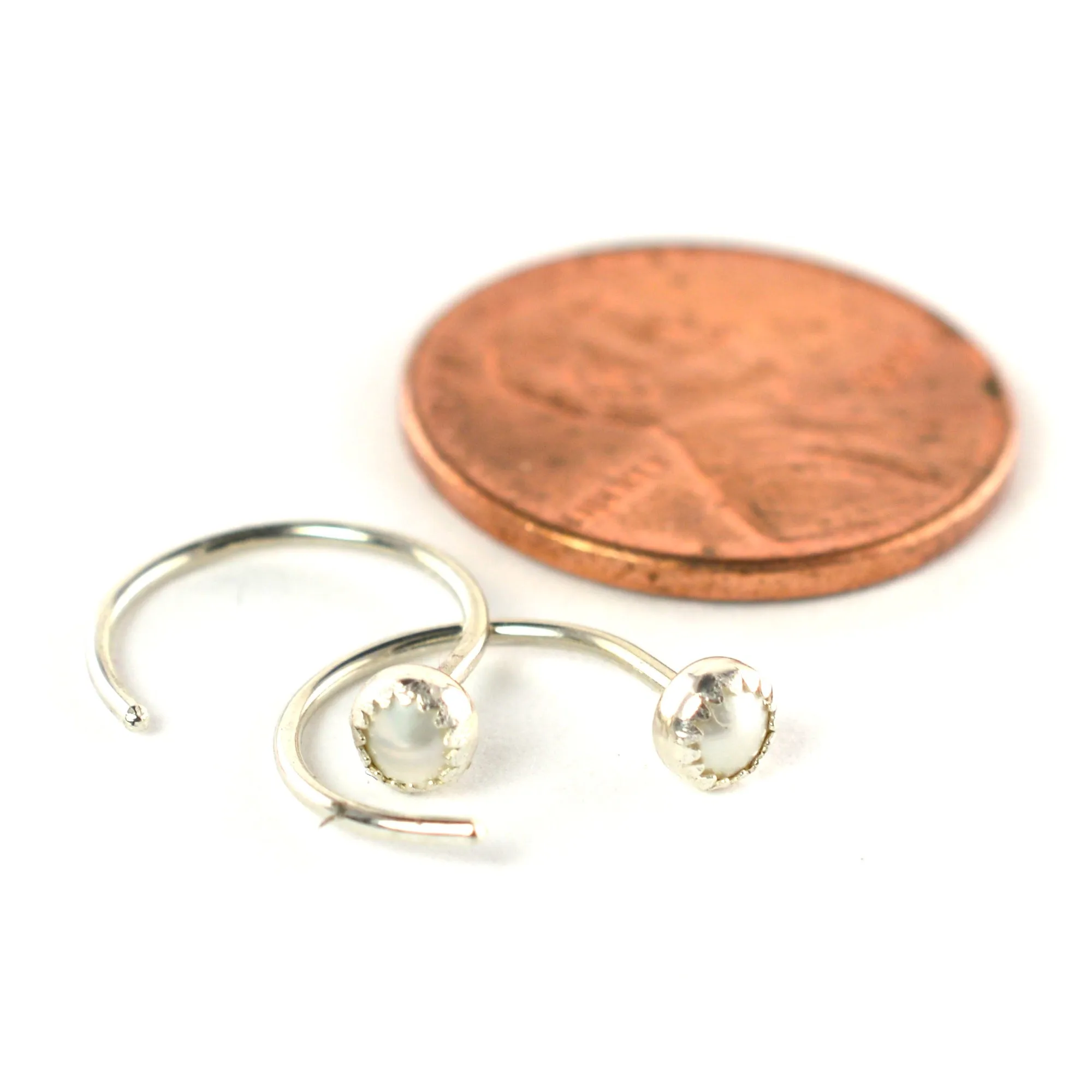 Silver Pearl Ear Huggers
