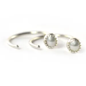 Silver Pearl Ear Huggers