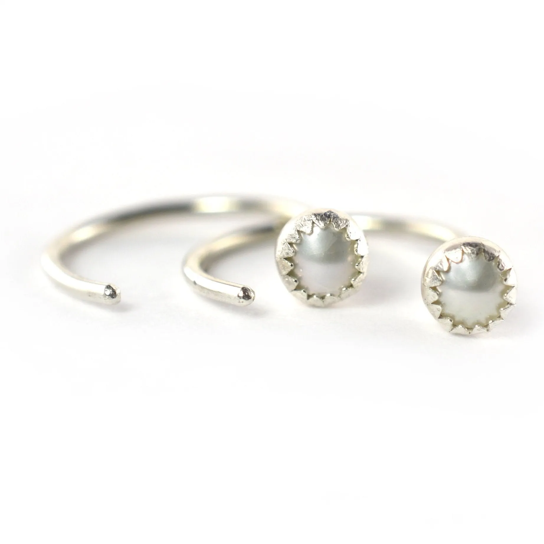 Silver Pearl Ear Huggers