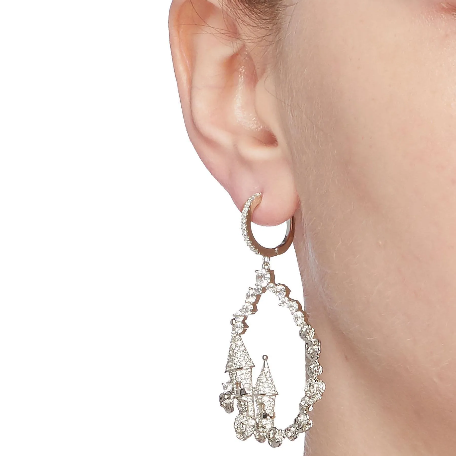 Sleeping Castle Hoop Drop Earrings