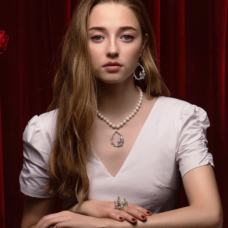 Sleeping Castle Hoop Drop Earrings