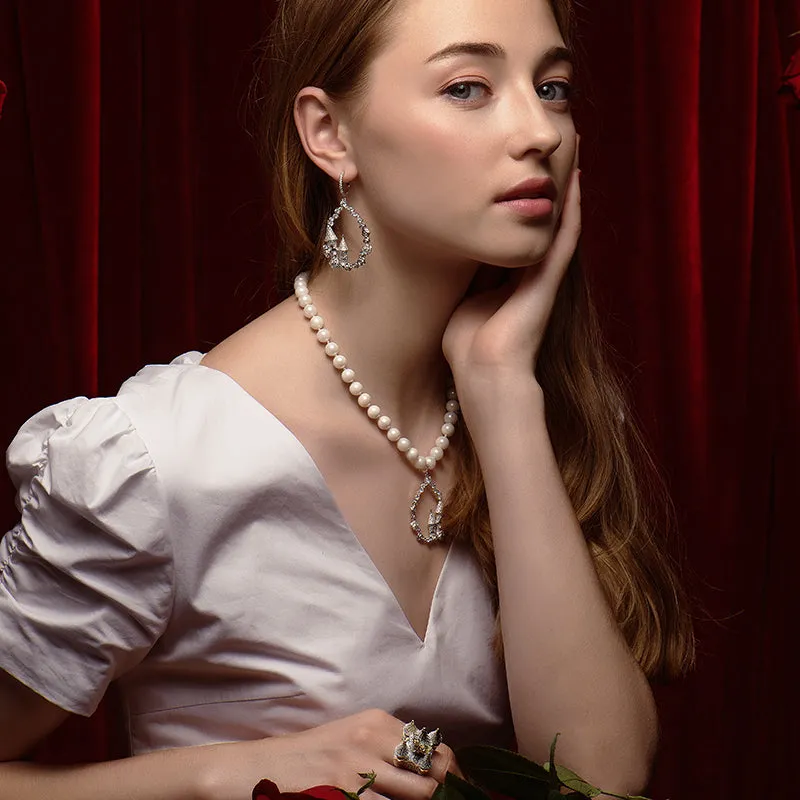 Sleeping Castle Hoop Drop Earrings