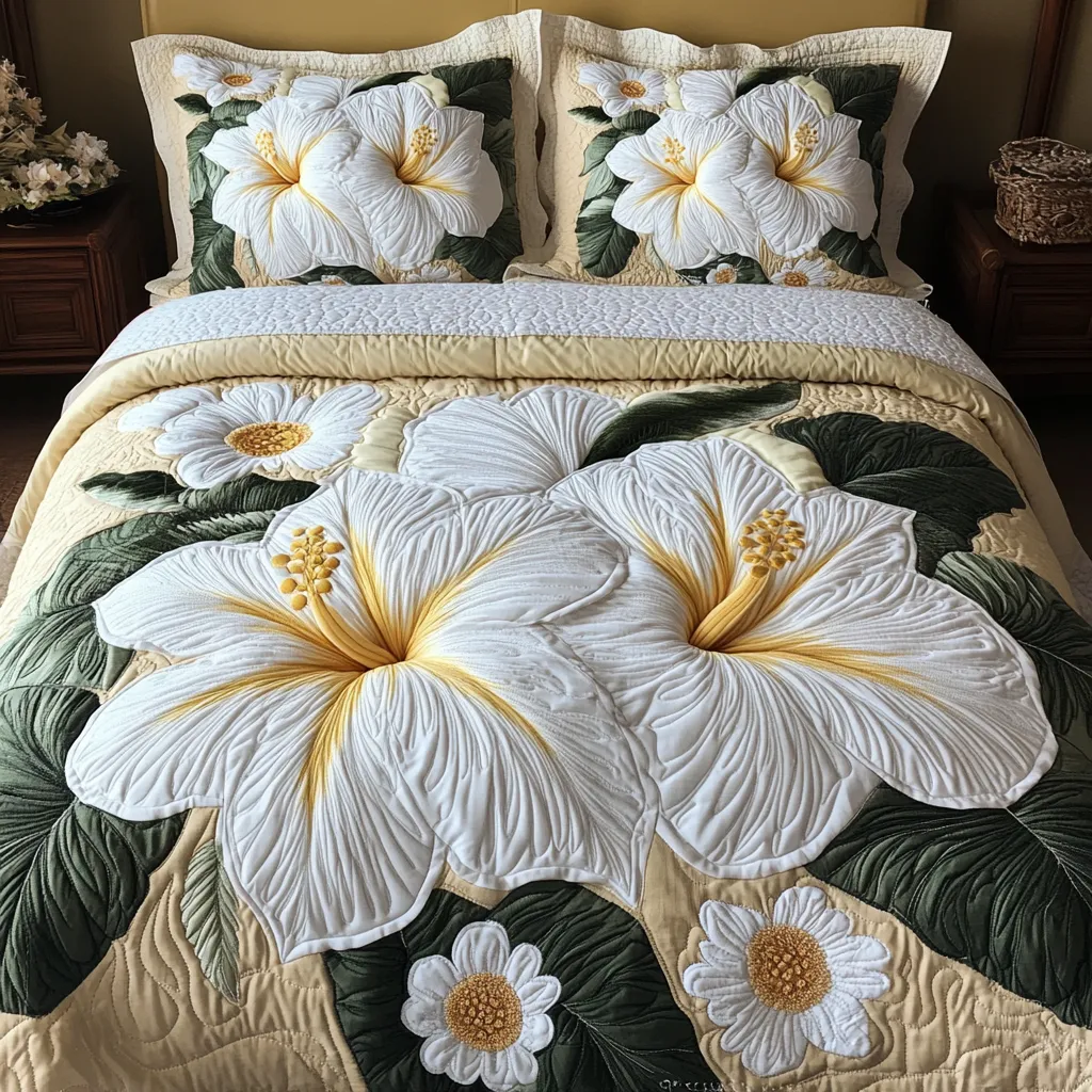Soft Petals 3-Piece Quilted Bedding Set NCU0NVH430