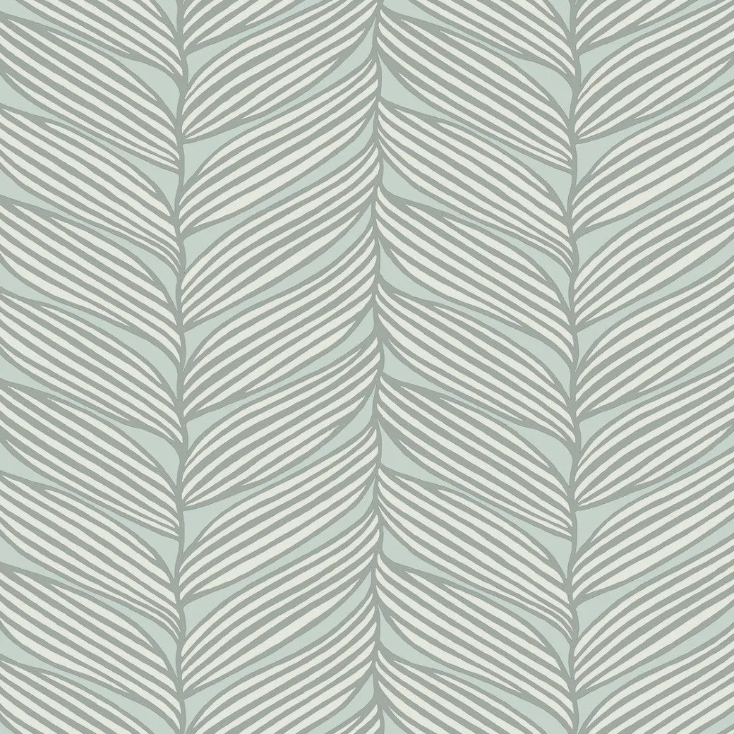 Spa & Silver Luminous Leaves Wallpaper (60 SqFt)