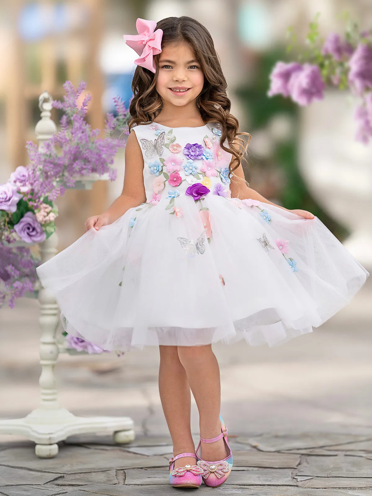 Special Moments Butterfly Floral Tulle Dress