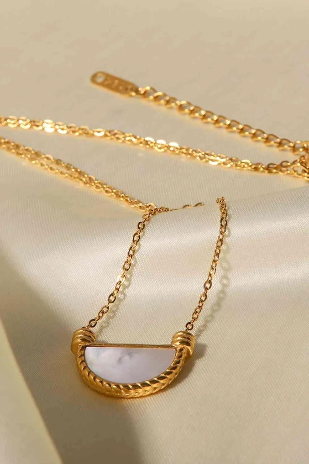 Stainless Steel Semi Circle Pendant Necklace