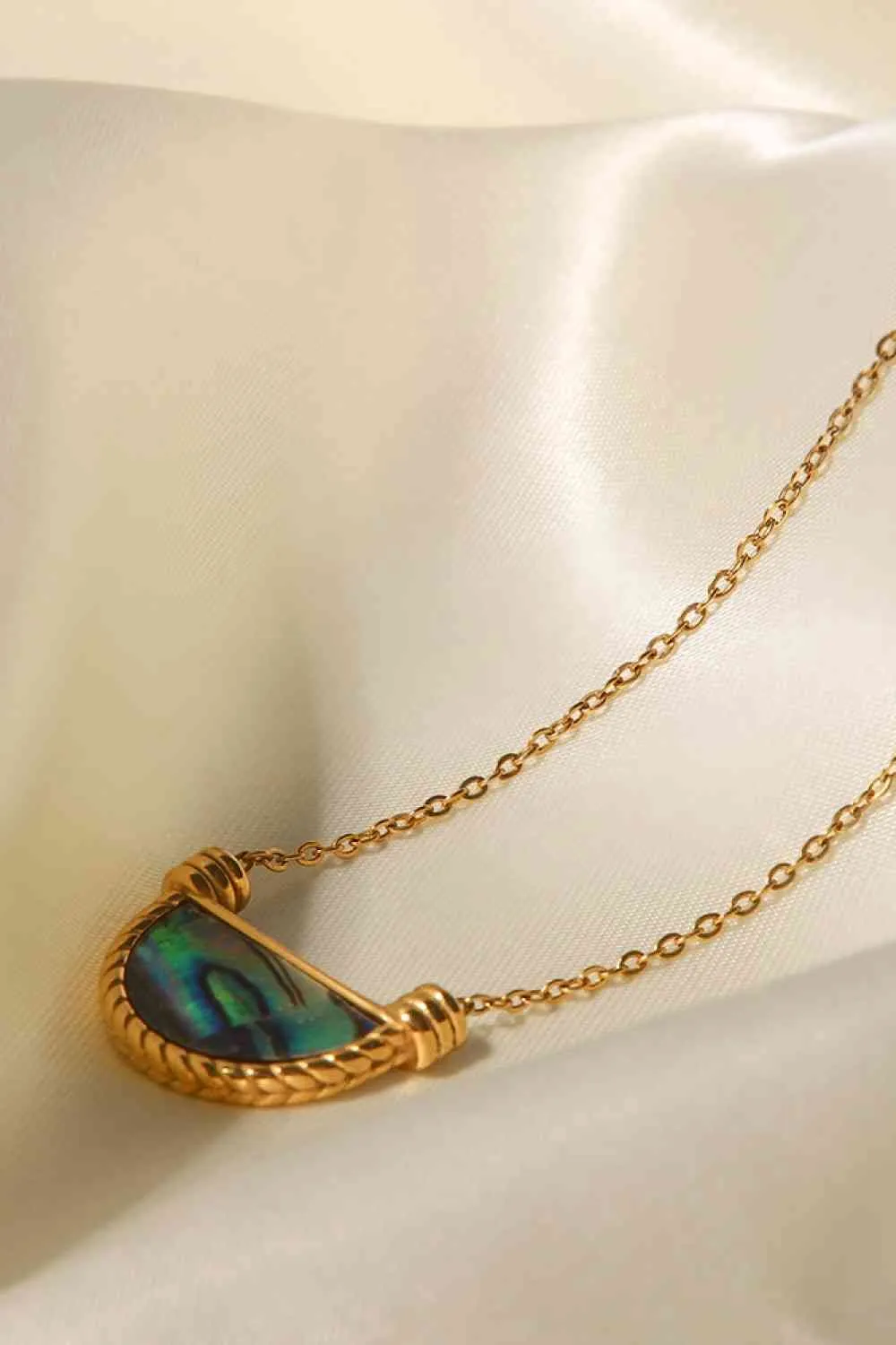 Stainless Steel Semi Circle Pendant Necklace