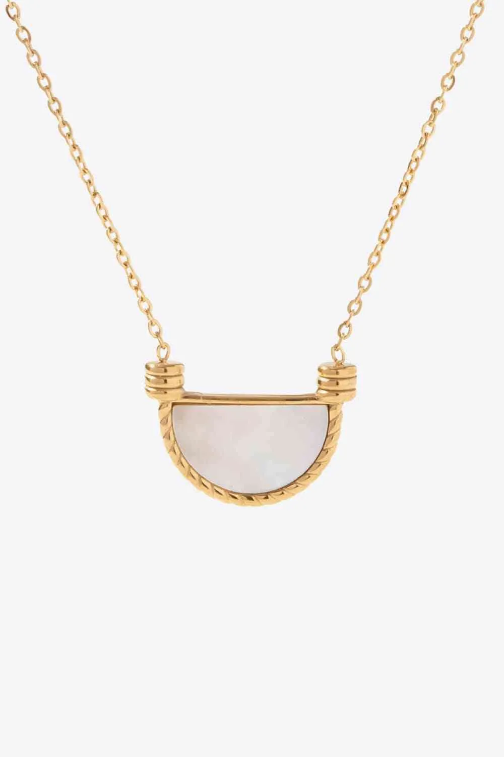 Stainless Steel Semi Circle Pendant Necklace