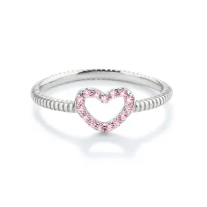 Sterling Silver Pink CZ Heart Baby Ring