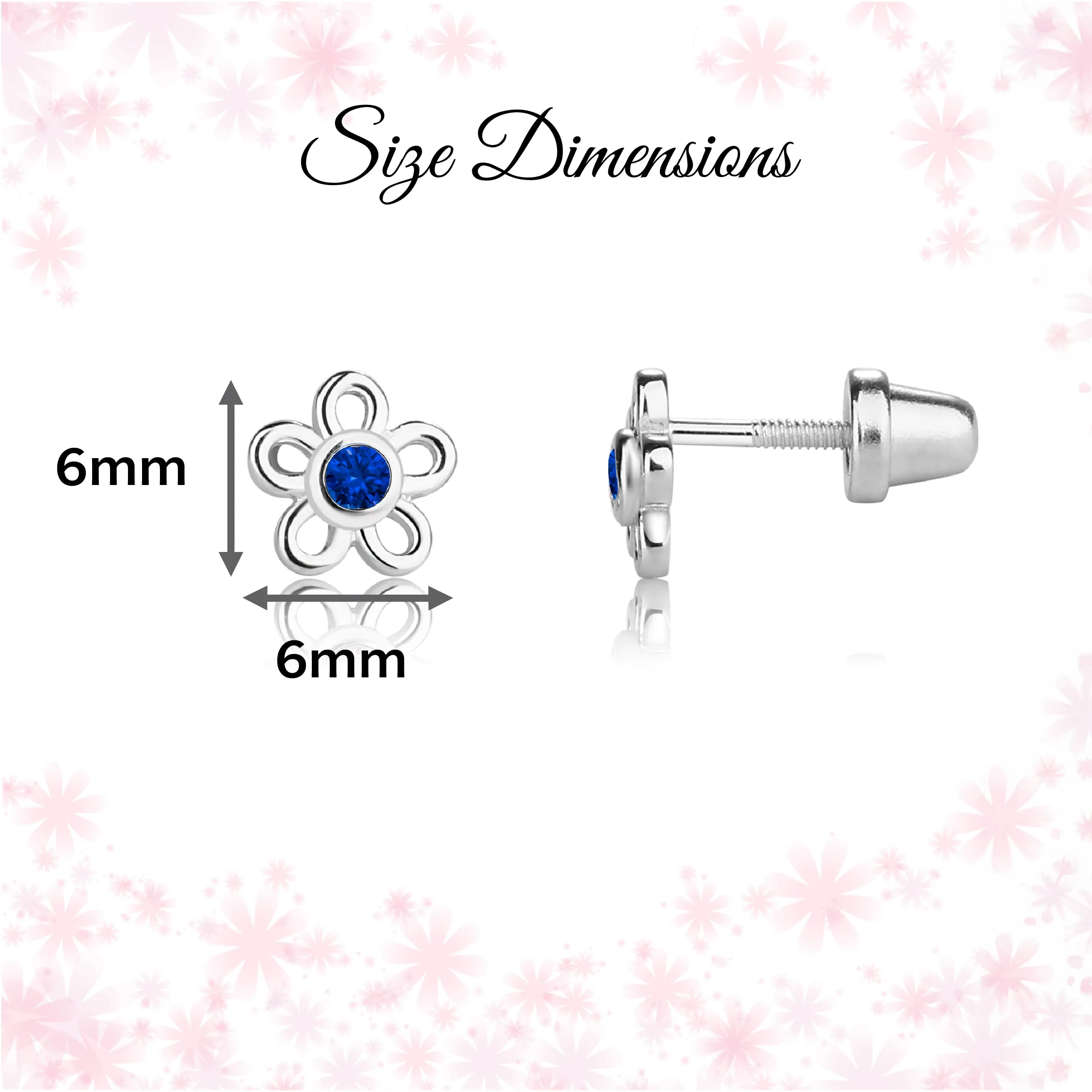 Sterling Silver Pink Outline Daisy Earrings for Baby and Kids