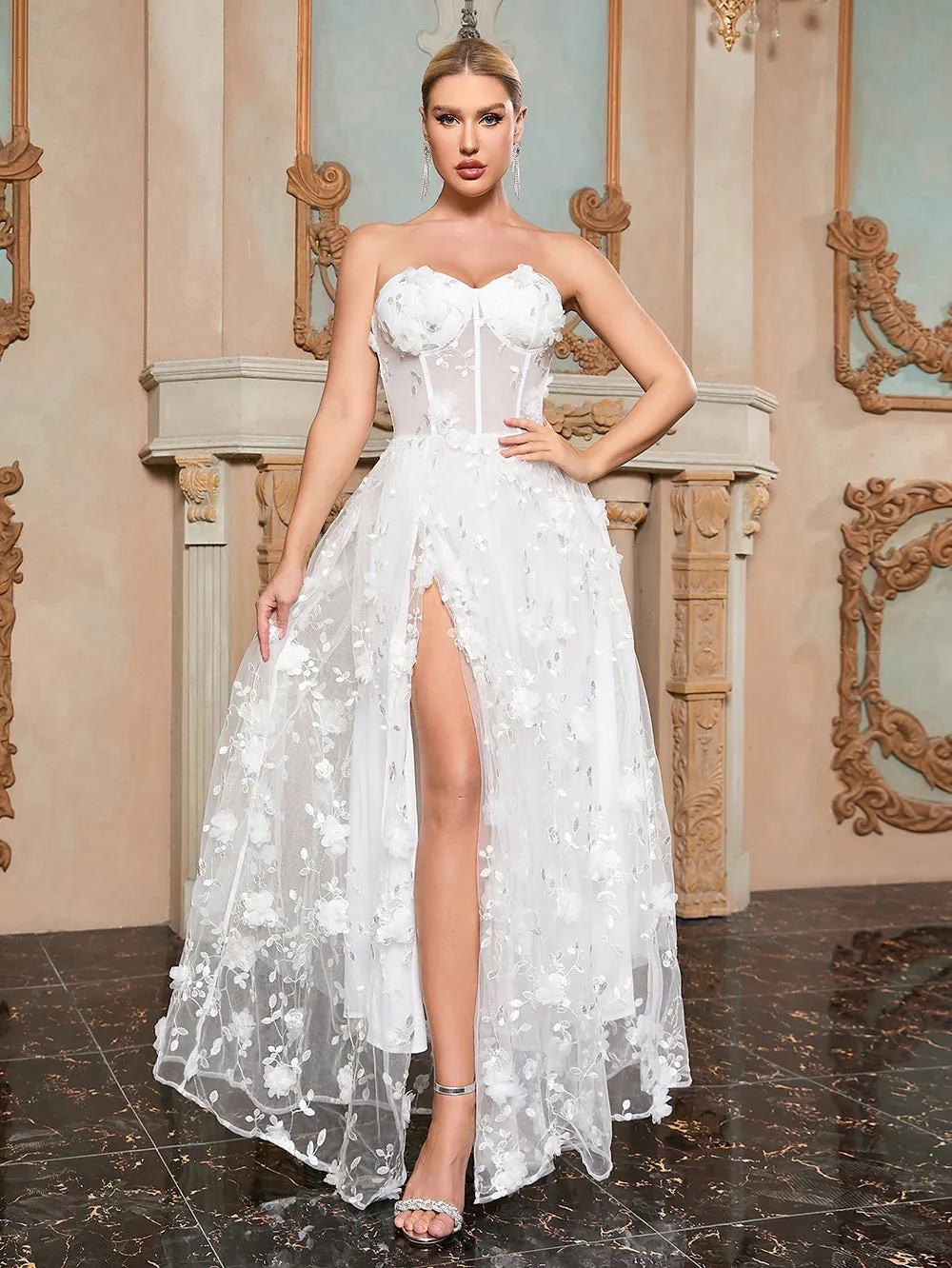 Strapless Sleeveless Fairy Maxi Bandage Dress HB100291