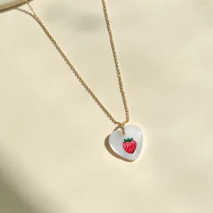 Strawberry Heart Charm Necklace