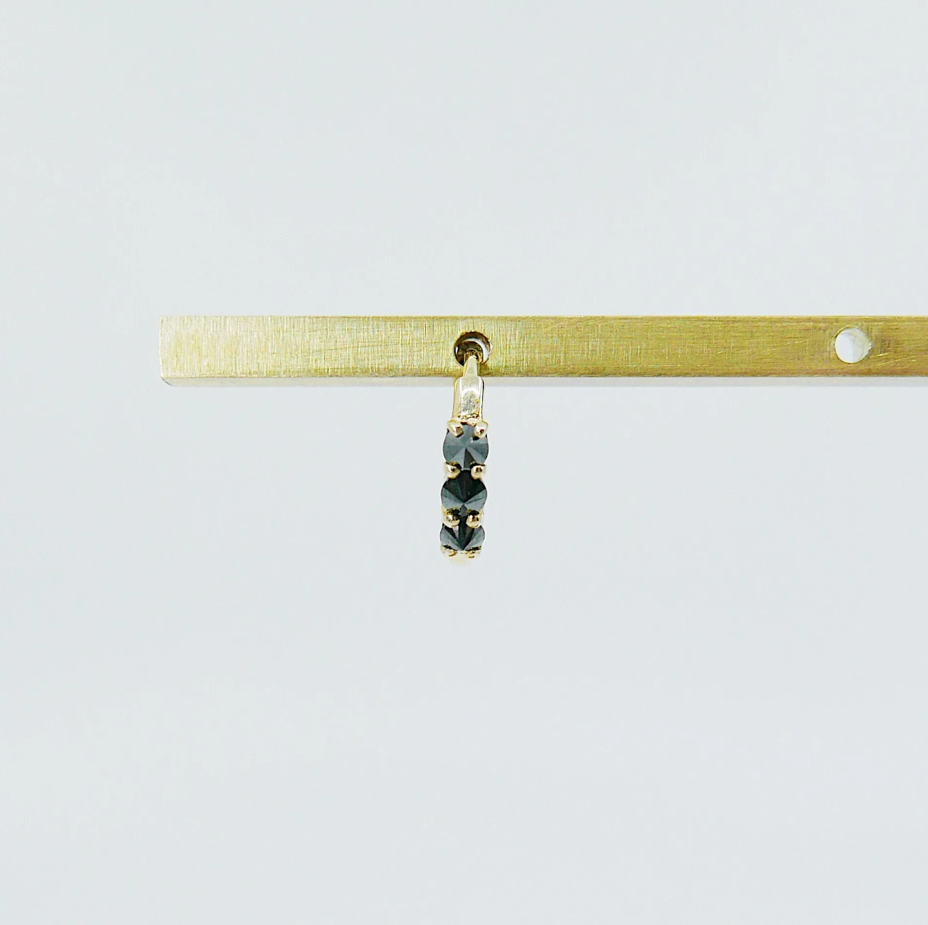 Studded Black Diamond Mini Hoop