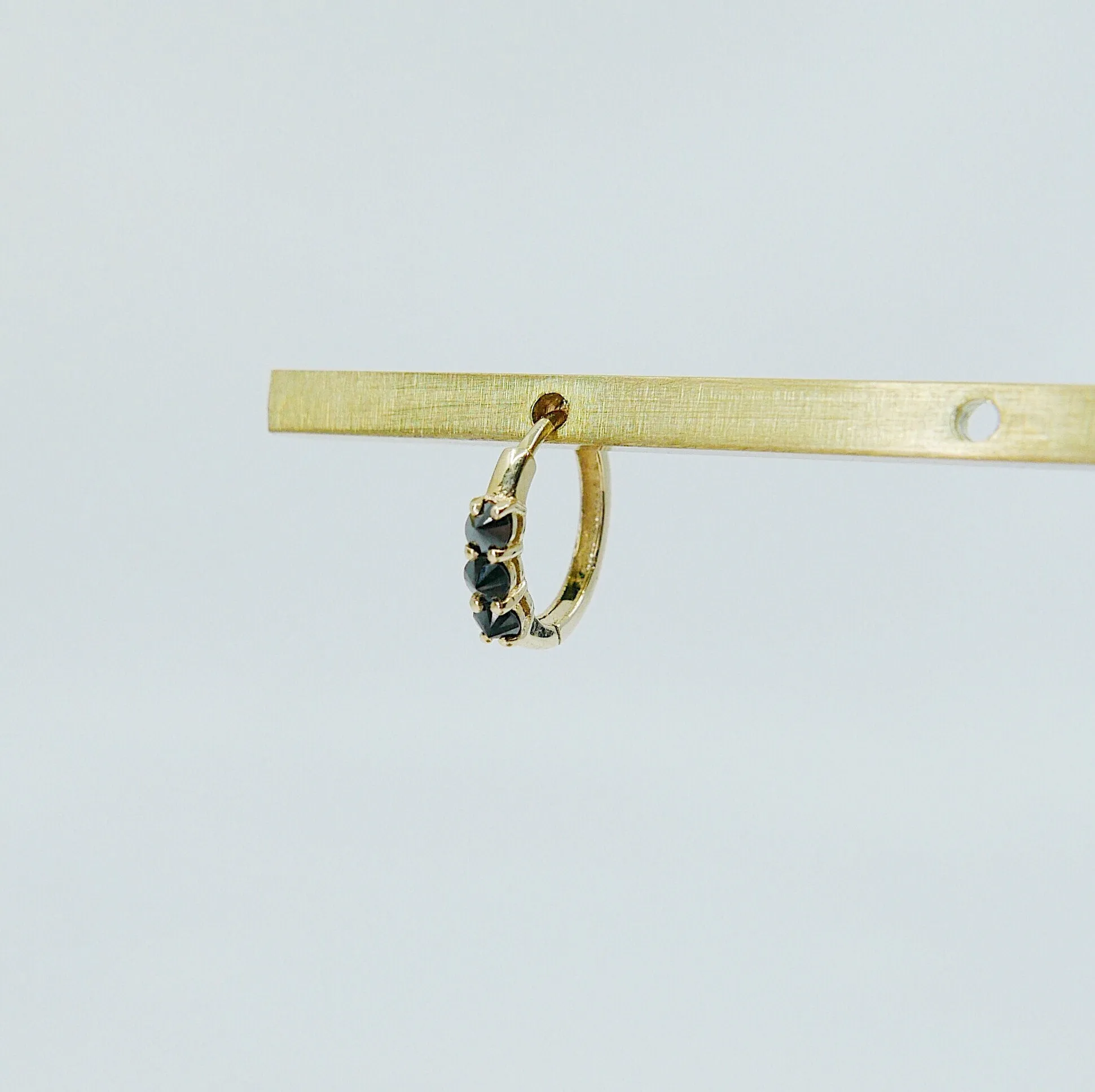 Studded Black Diamond Mini Hoop