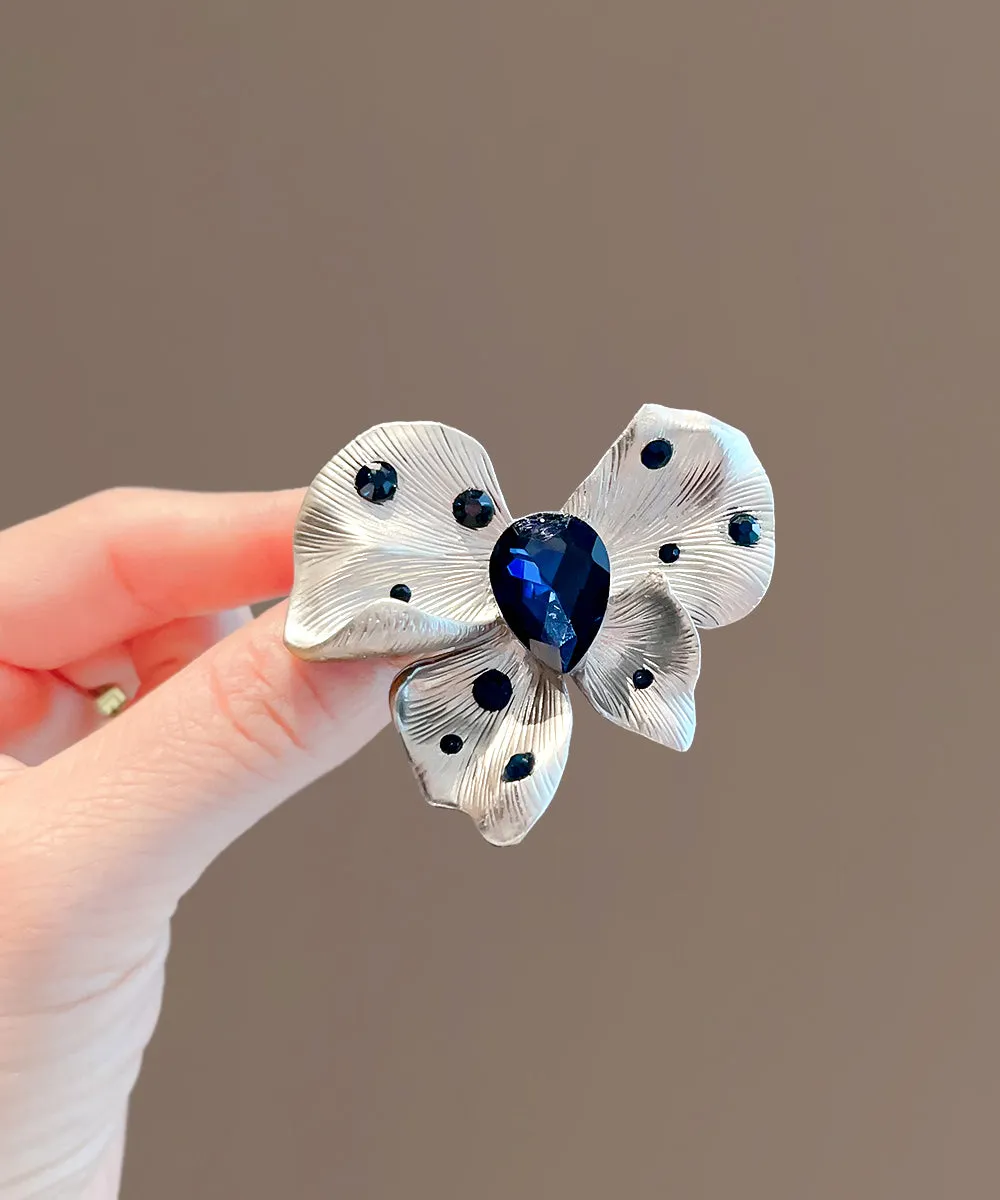Stylish Silk Alloy Crystal Butterfly Brooch