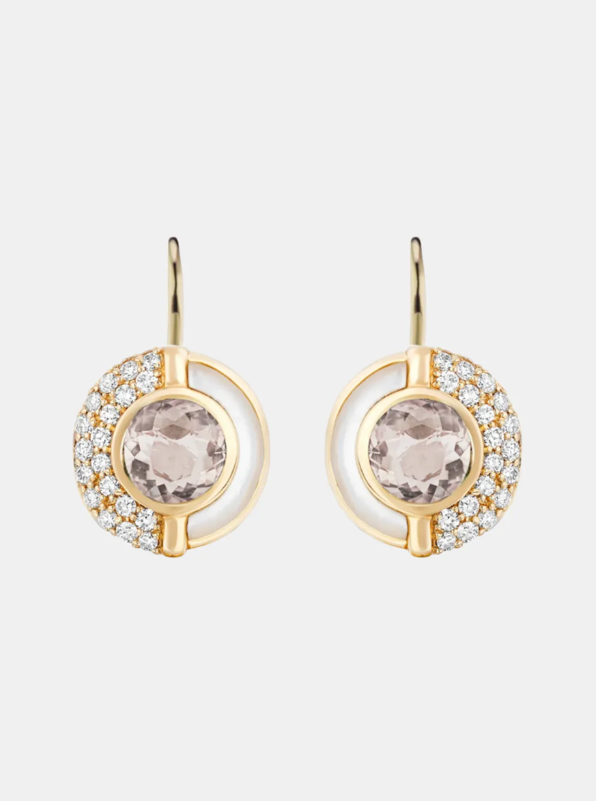 Sugar and Spice Drop Earrings - Morganite and Mother of Pearl