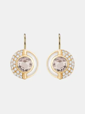 Sugar and Spice Drop Earrings - Morganite and Mother of Pearl