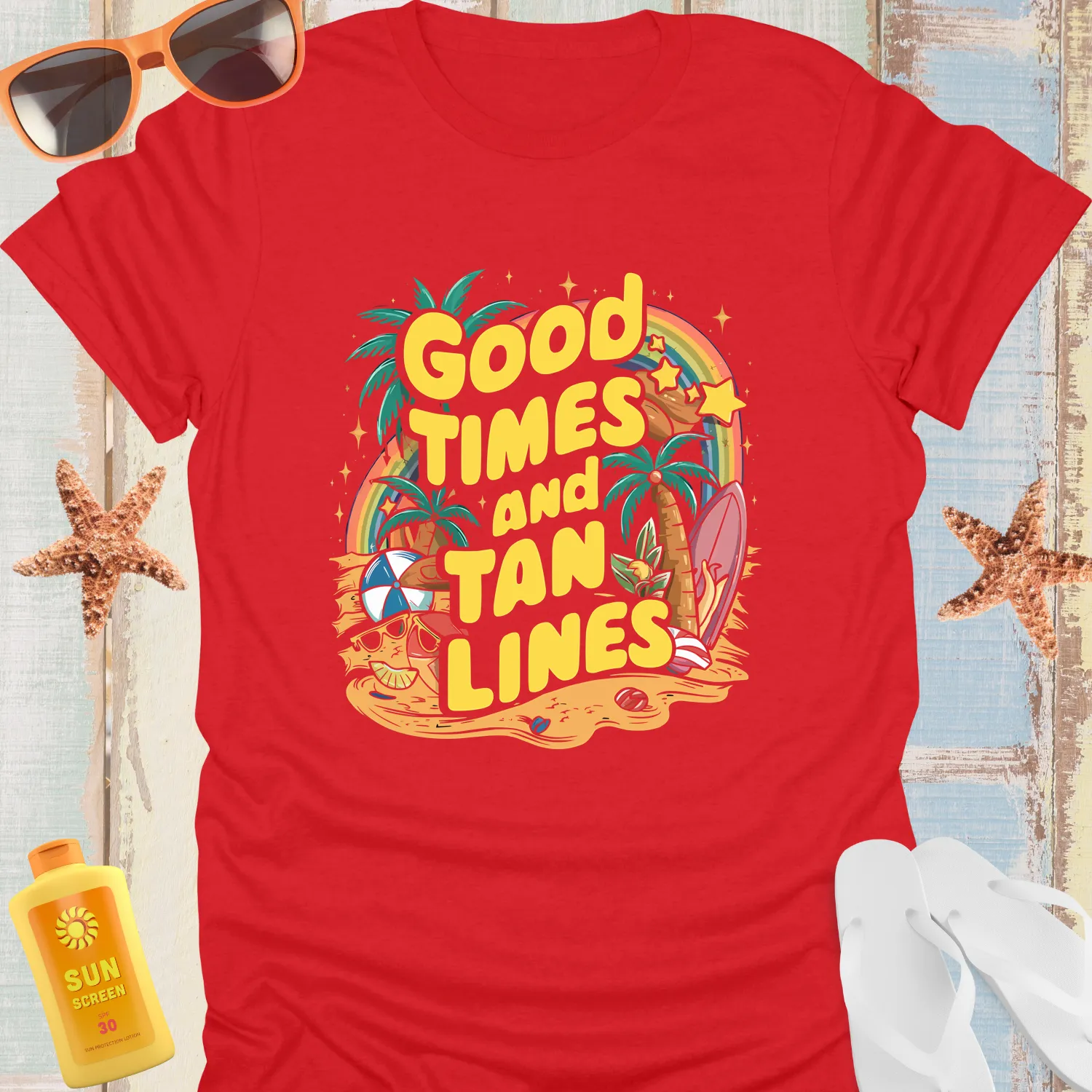 Summer Beach Vibes Tshirt With Tropical Design