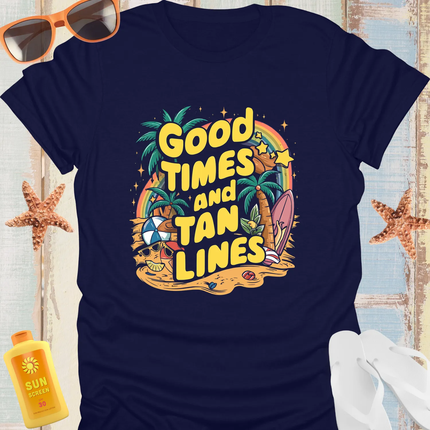 Summer Beach Vibes Tshirt With Tropical Design