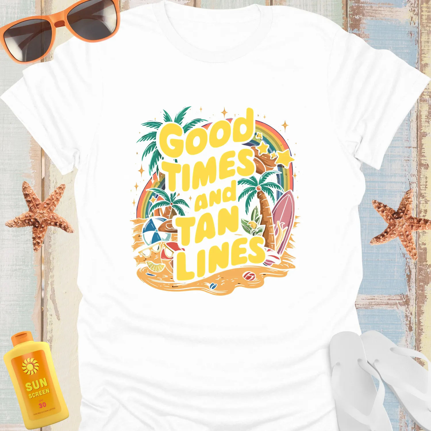 Summer Beach Vibes Tshirt With Tropical Design