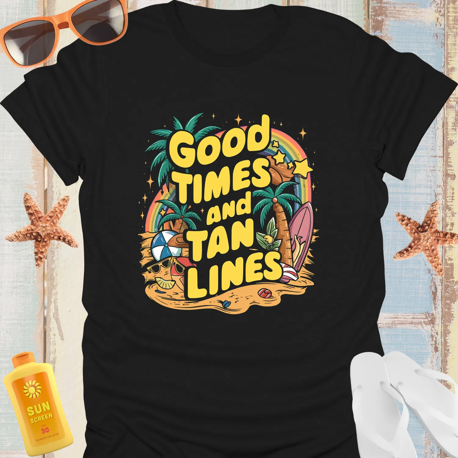 Summer Beach Vibes Tshirt With Tropical Design