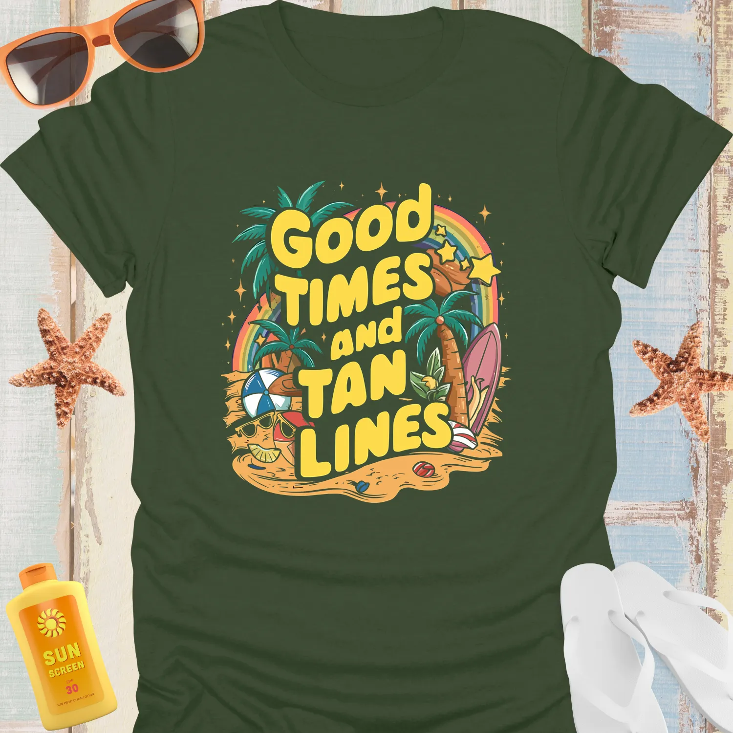 Summer Beach Vibes Tshirt With Tropical Design