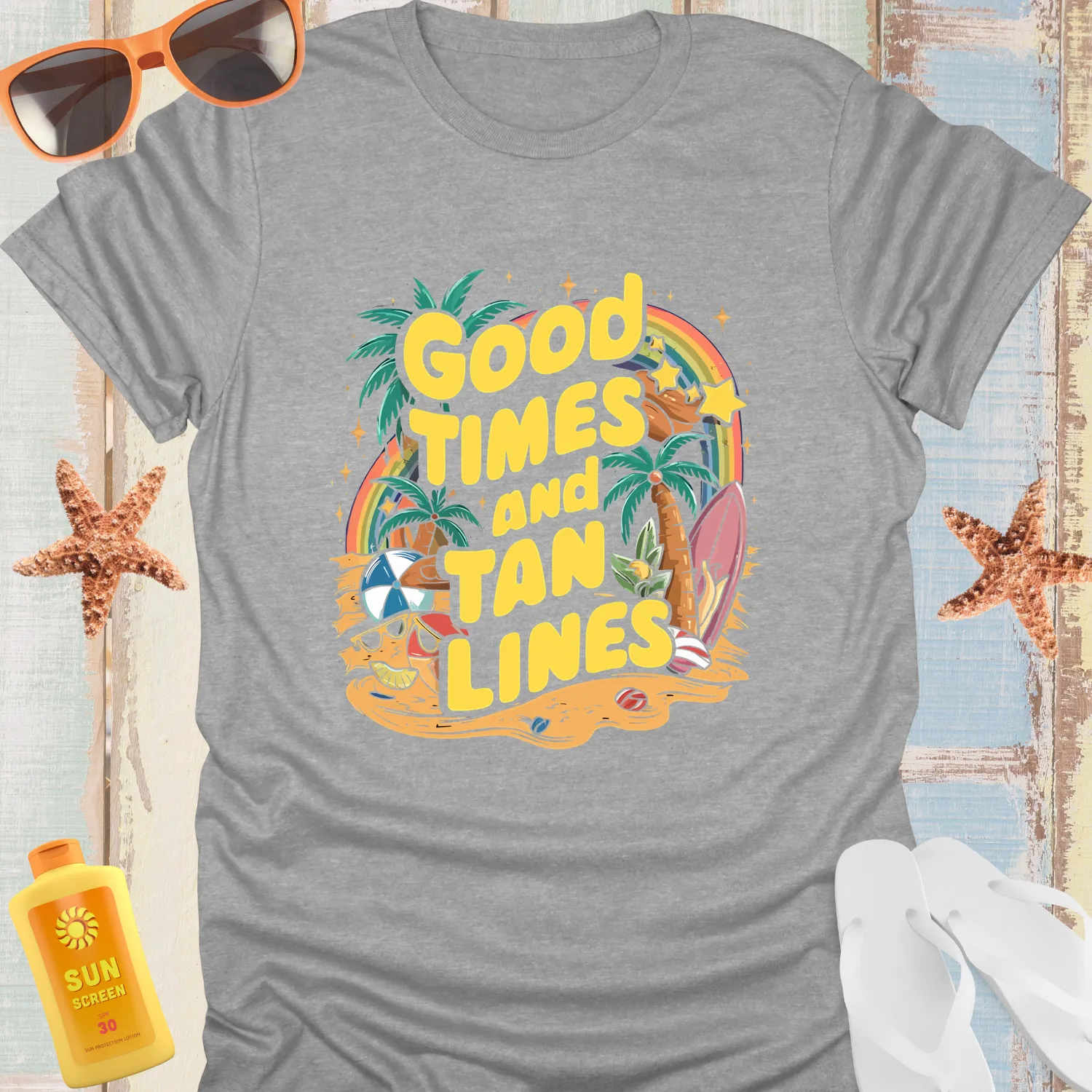 Summer Beach Vibes Tshirt With Tropical Design