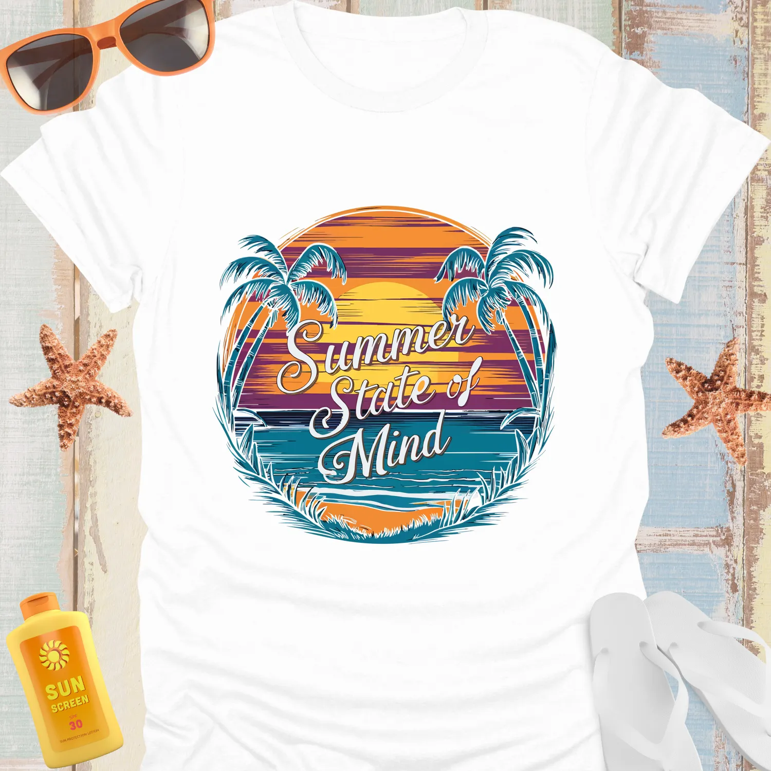 Summer Vibes Sunset Beach Graphic Tshirt For Relaxation